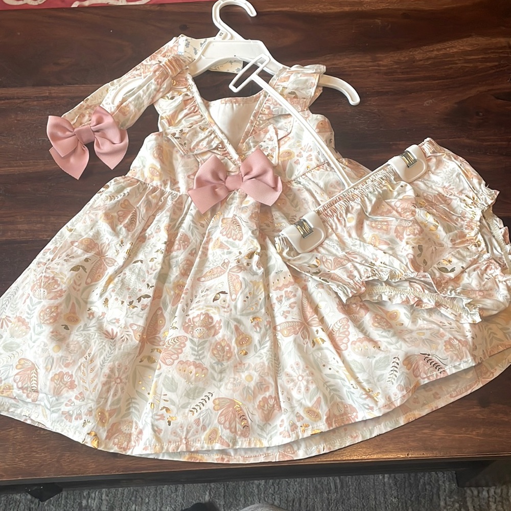 24mos girl pink and gold floral dress